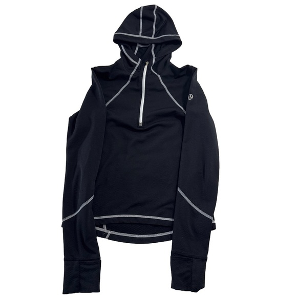 Lululemon Black Hoodie Size 6 Reflective Trim Outdoor Running Active - Picture 1 of 10